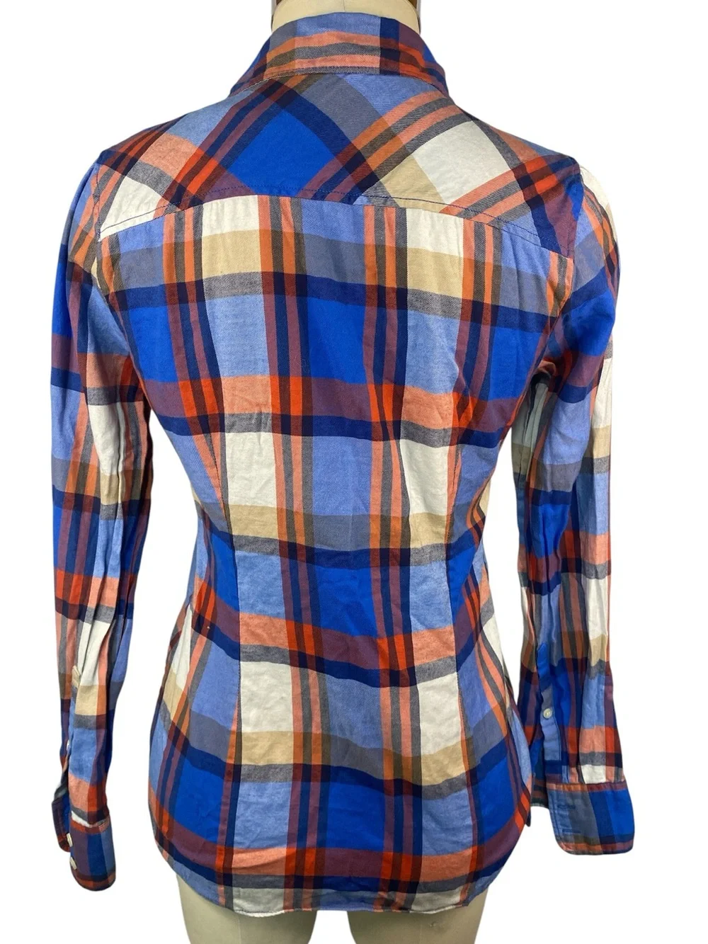 J. Crew Perfect Fit Red and Blue Plaid Button-Down Shirt Women’s Small